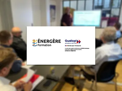 Logos d'Énergère Formation et Qualiopi.