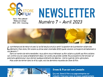En-tête de la newsletter numéro 7 de Store & Film, d'avril 2023.