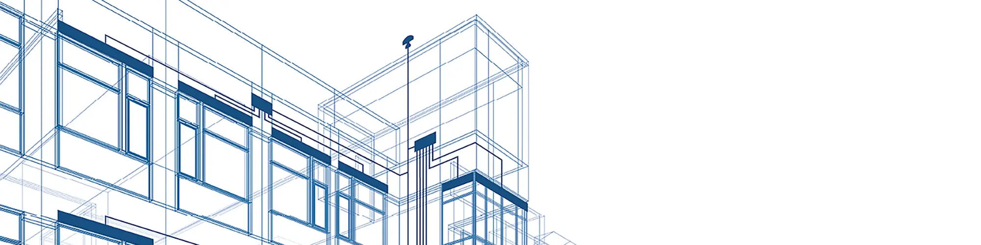 Dessin de la façade d'un bâtiment équipé d'une GTC de protections solaires.